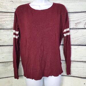 American Eagle Outfitters Women’s Maroon Varsity Stripe Sweater S